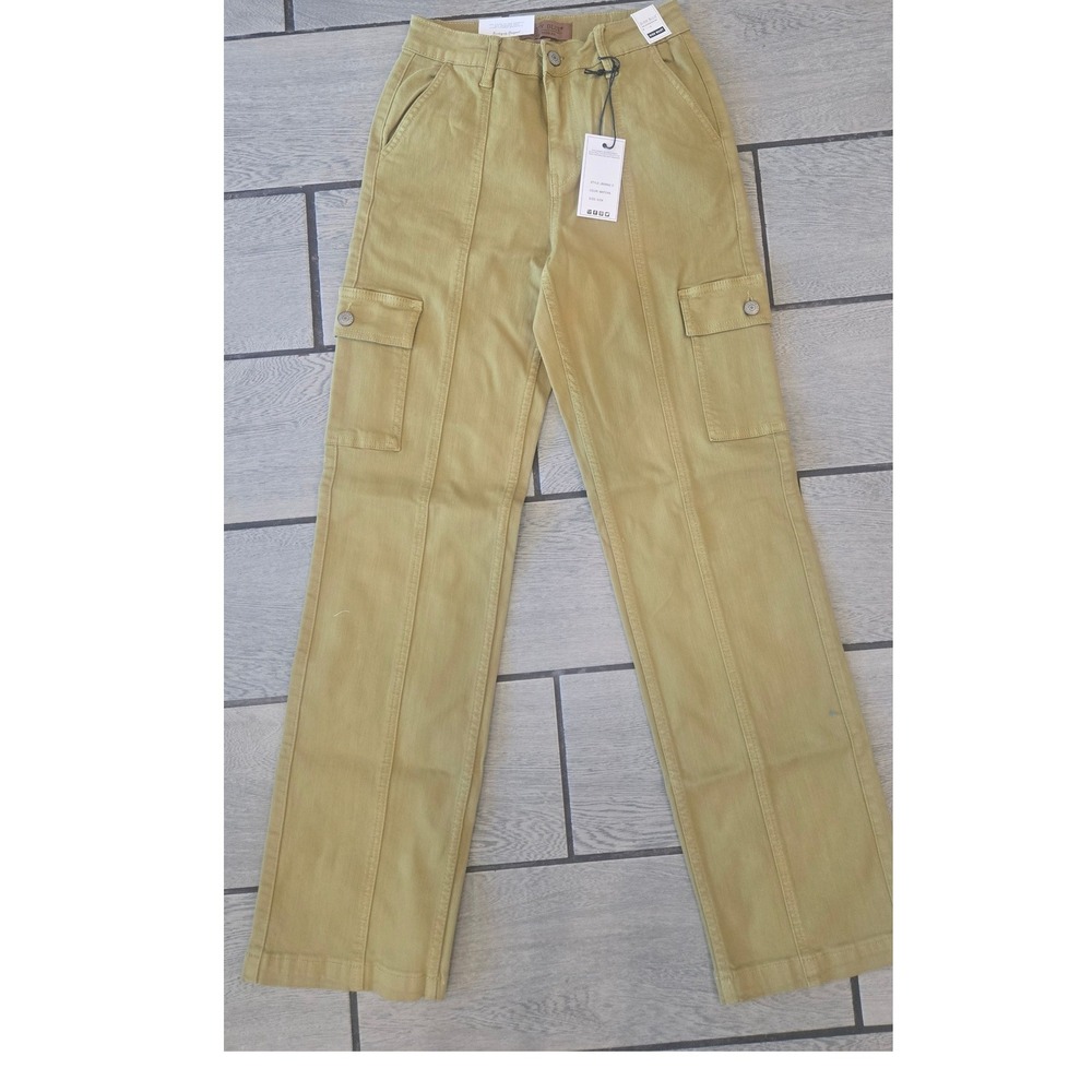 Judy Blue High Waist Cargo Pants Matcha Green Straight Leg JB88842 Size 0/24 NWT